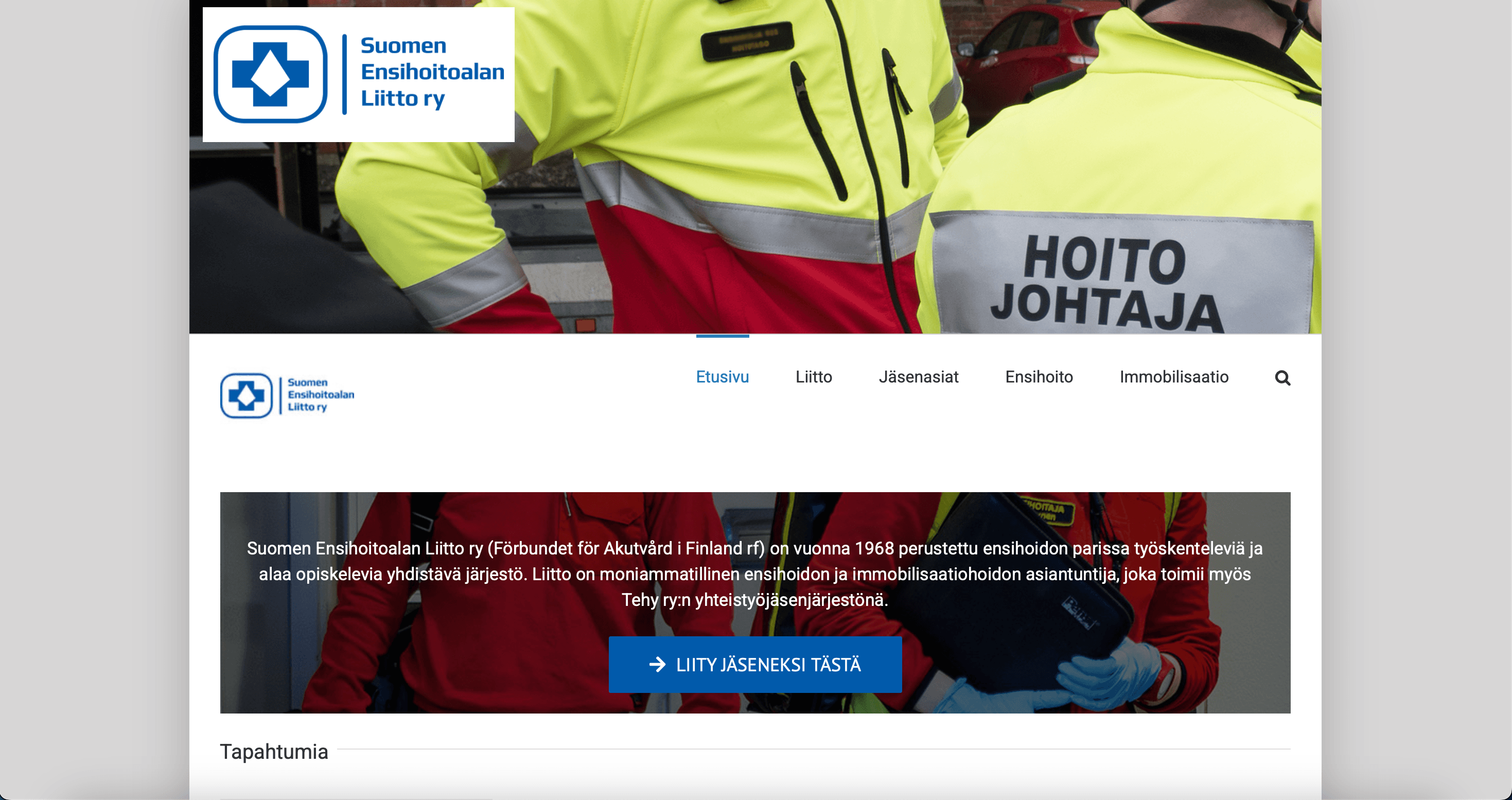 Screenshot of Suomen Ensihoitoalan Liitto